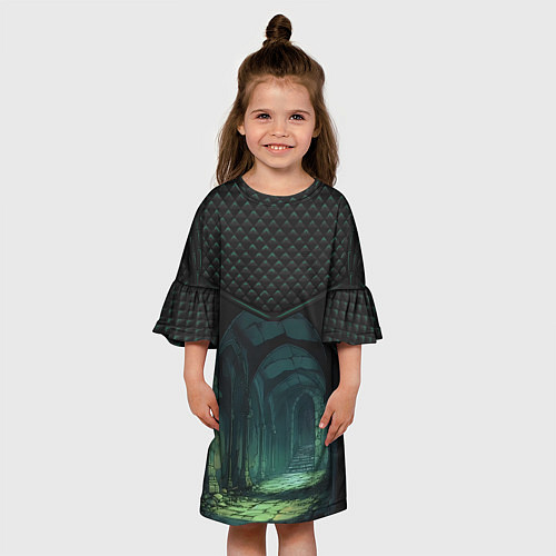 Детское платье Стеганные ромбы: стрельчатые арки катакомб / 3D-принт – фото 3