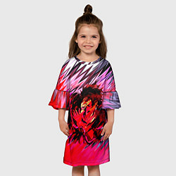 Платье клеш для девочки Танджиро и Незуко, цвет: 3D-принт — фото 2