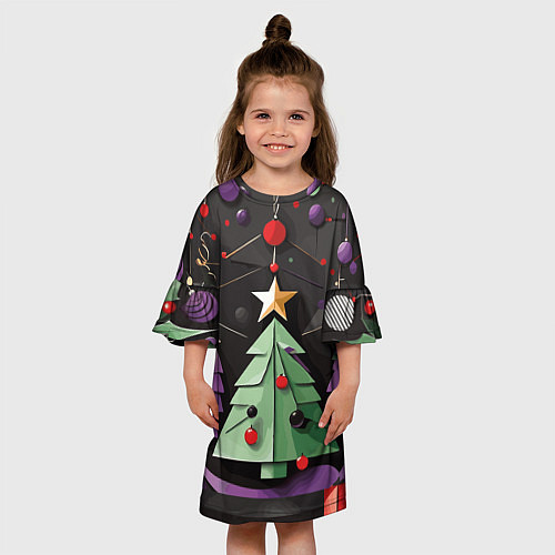 Детское платье Оригамная елка / 3D-принт – фото 3
