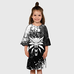 Платье клеш для девочки Медальон ведьмака - брызги, цвет: 3D-принт — фото 2