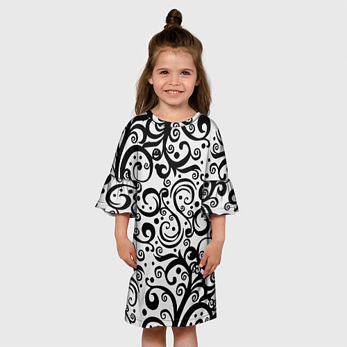 Детское платье Чёрный кружевной узор / 3D-принт – фото 3