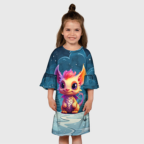 Детское платье Маленький пушистый дракошка / 3D-принт – фото 3