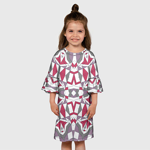 Детское платье Геометрический узор красно серый / 3D-принт – фото 3