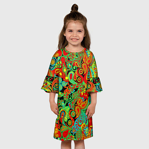Детское платье Индийский этнический орнамент пейсли / 3D-принт – фото 3