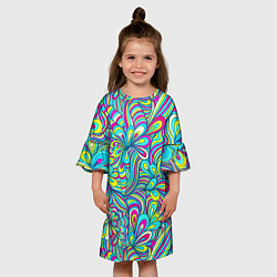 Платье клеш для девочки Узоры метаморфозы, цвет: 3D-принт — фото 2