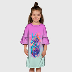 Платье клеш для девочки Funny dragon - ai art, цвет: 3D-принт — фото 2
