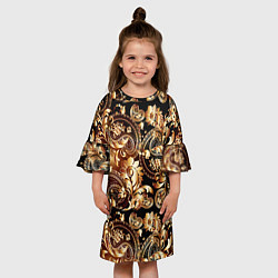 Платье клеш для девочки Пейсли золотые узоры, цвет: 3D-принт — фото 2