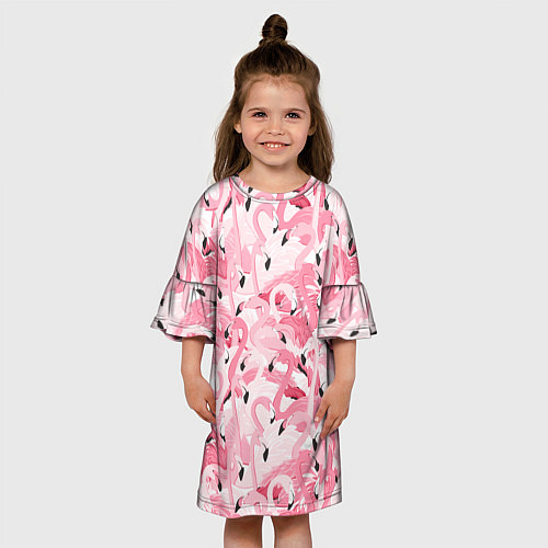Детское платье Стая розовых фламинго / 3D-принт – фото 3