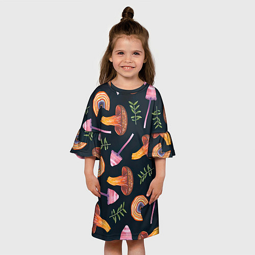 Детское платье Goblincore - болотные грибы / 3D-принт – фото 3