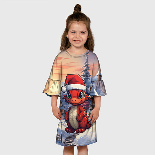 Детское платье Дракоша 2024 новогодний символ года / 3D-принт – фото 3