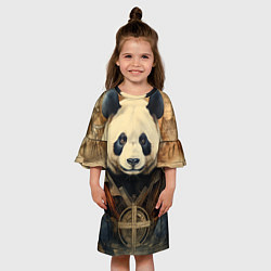 Платье клеш для девочки Панда арт-портрет, цвет: 3D-принт — фото 2