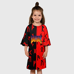 Платье клеш для девочки Дум палач рока символика, цвет: 3D-принт — фото 2