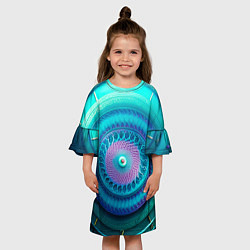 Платье клеш для девочки Фрактальная абстракция 3, цвет: 3D-принт — фото 2