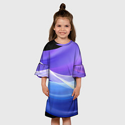 Платье клеш для девочки Фиолетовая и голубая абстракция, цвет: 3D-принт — фото 2
