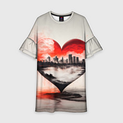 Платье клеш для девочки Сердце города, цвет: 3D-принт