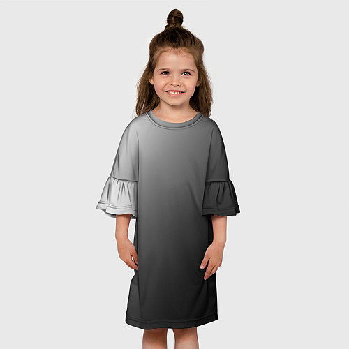 Детское платье Черно-белый диагональный градиент / 3D-принт – фото 3