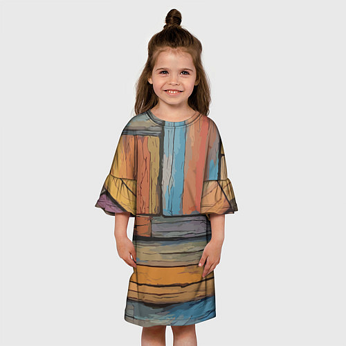 Детское платье Акварельные доски / 3D-принт – фото 3