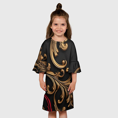 Детское платье Золотые абстрактные узоры / 3D-принт – фото 3