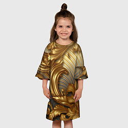 Платье клеш для девочки Золотая текстура и абстракции, цвет: 3D-принт — фото 2