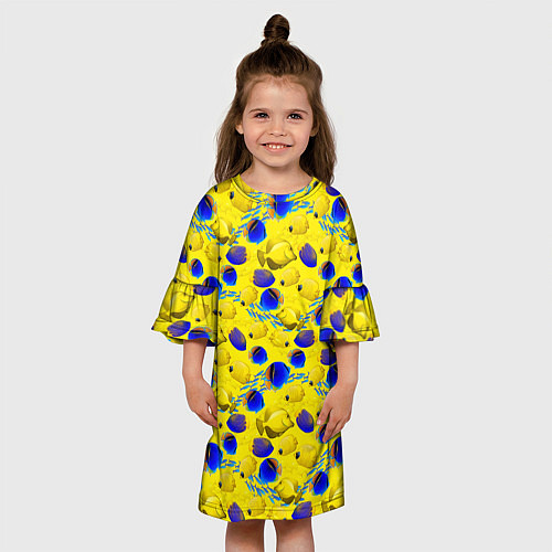 Детское платье Разноцветные тропические рыбы / 3D-принт – фото 3