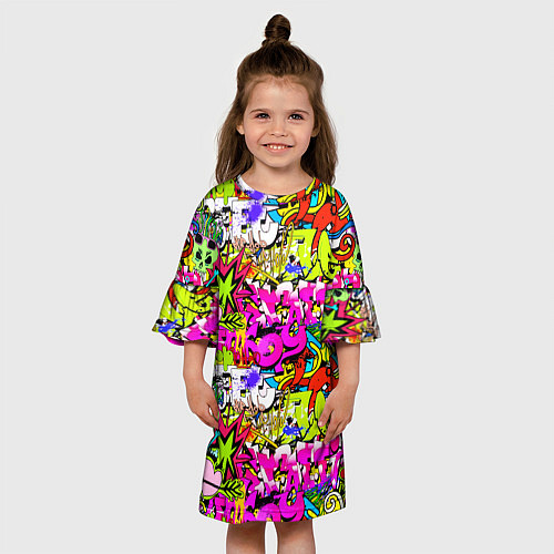 Детское платье Цветное граффити / 3D-принт – фото 3