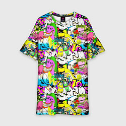 Платье клеш для девочки Цветное граффити, цвет: 3D-принт