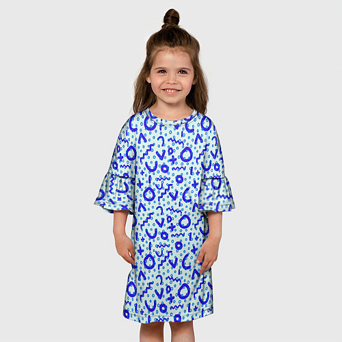 Детское платье Синие каракули / 3D-принт – фото 3