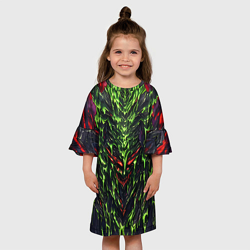 Детское платье Green and red slime / 3D-принт – фото 3