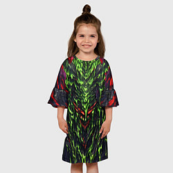 Платье клеш для девочки Green and red slime, цвет: 3D-принт — фото 2