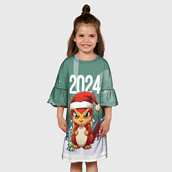 Платье клеш для девочки Хмурый дракон 2024, цвет: 3D-принт — фото 2