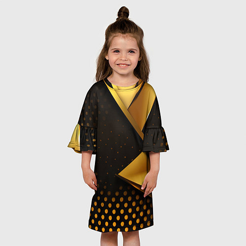 Детское платье Золотистая текстура абстракт / 3D-принт – фото 3