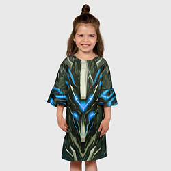 Платье клеш для девочки Синяя кибер броня, цвет: 3D-принт — фото 2