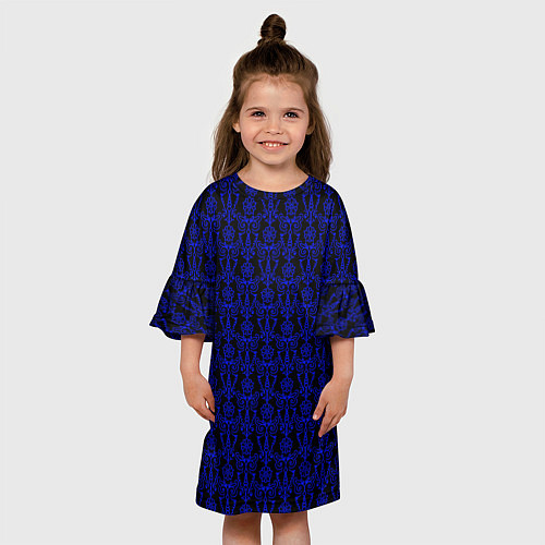 Детское платье Чёрно-синий узоры / 3D-принт – фото 3