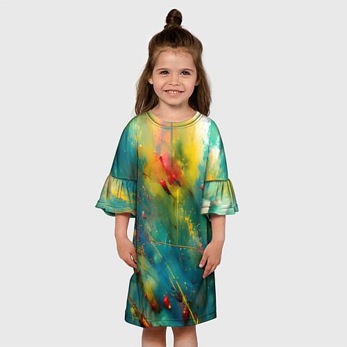Детское платье Абстрактные мазки краски / 3D-принт – фото 3