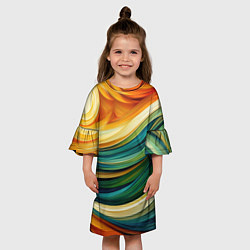 Платье клеш для девочки Абстракция с солнцем, цвет: 3D-принт — фото 2