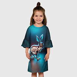 Платье клеш для девочки Прозрачный стеклянный кролик, цвет: 3D-принт — фото 2