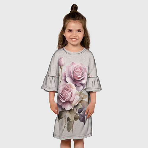Детское платье Нежные розовые розы на стене / 3D-принт – фото 3