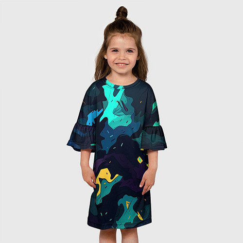 Детское платье Акватический камуфляж / 3D-принт – фото 3