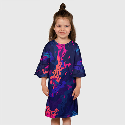 Детское платье Яркая абстракция в стиле камуфляжа / 3D-принт – фото 3