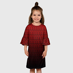 Платье клеш для девочки Красно-чёрный ажурный градиент, цвет: 3D-принт — фото 2