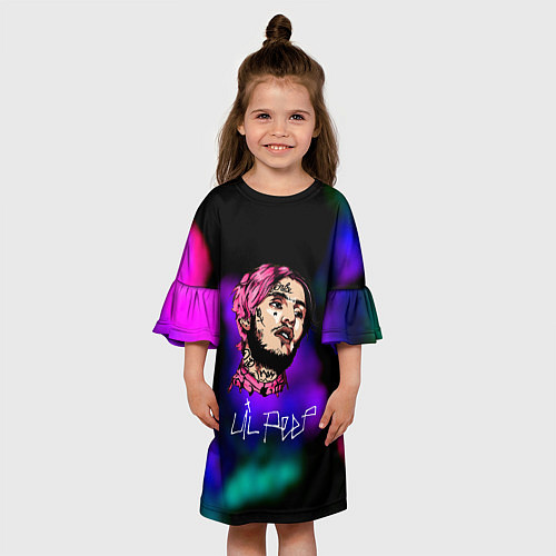 Детское платье Lil peep рэп неоновый градиент / 3D-принт – фото 3