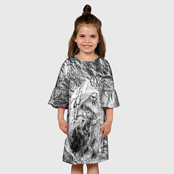 Платье клеш для девочки Воин с топором и медведь, цвет: 3D-принт — фото 2