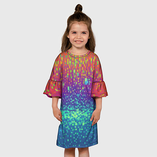 Детское платье Разноцветные пиксели / 3D-принт – фото 3