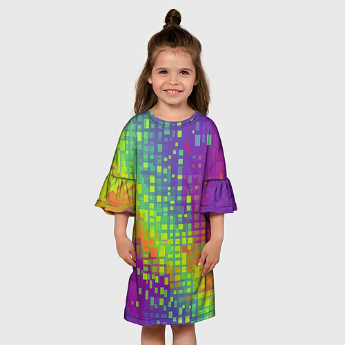 Детское платье Разноцветные пиксели / 3D-принт – фото 3