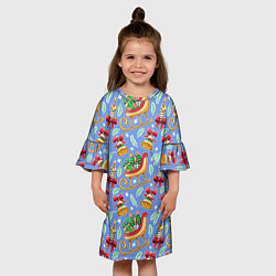 Платье клеш для девочки Новогодний праздничный узор, цвет: 3D-принт — фото 2