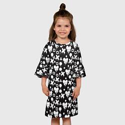 Платье клеш для девочки Черно белые фигурки, цвет: 3D-принт — фото 2