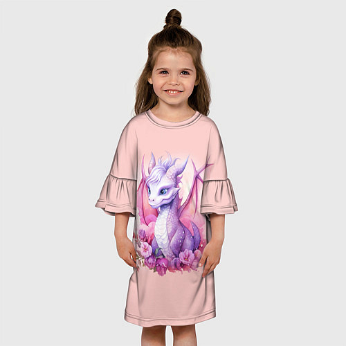 Детское платье Дракончик с цветами / 3D-принт – фото 3