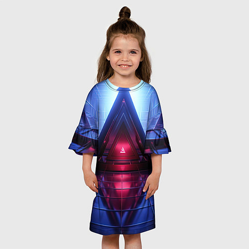 Детское платье Фиолетовое свечение за треугольной абстракцией / 3D-принт – фото 3