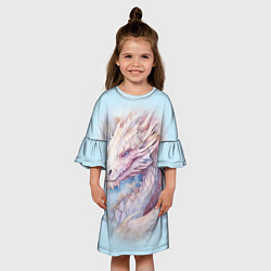 Платье клеш для девочки Волшебный белый дракон, цвет: 3D-принт — фото 2