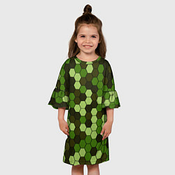 Платье клеш для девочки Камуфляж гексагон лесной, цвет: 3D-принт — фото 2